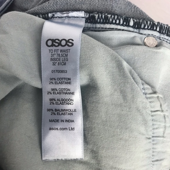 ASOS High Waist Button Fly Skinny Jeans Blue Stretch Denim Size 31 - Picture 6 of 8